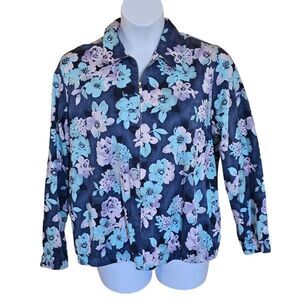 Vintage Floral Print full Zip Jacket plus size flowercore fairycore boho